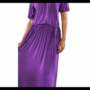 Purple belted maxi dress